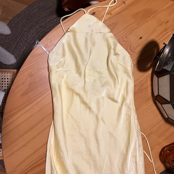 Satin Butter Yellow Maxi Dress - Picture 4 of 5